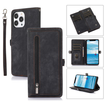 High-End Leather Coin Wallet Fashion Phone Case for iPhone 15 Pro Max with Crossbody Strap