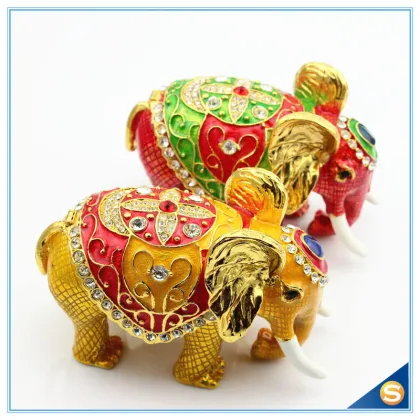Thai Style Elephant Enamel Ornaments Jewelry Box Home Furnishing Lucky Elephant Trinket Box