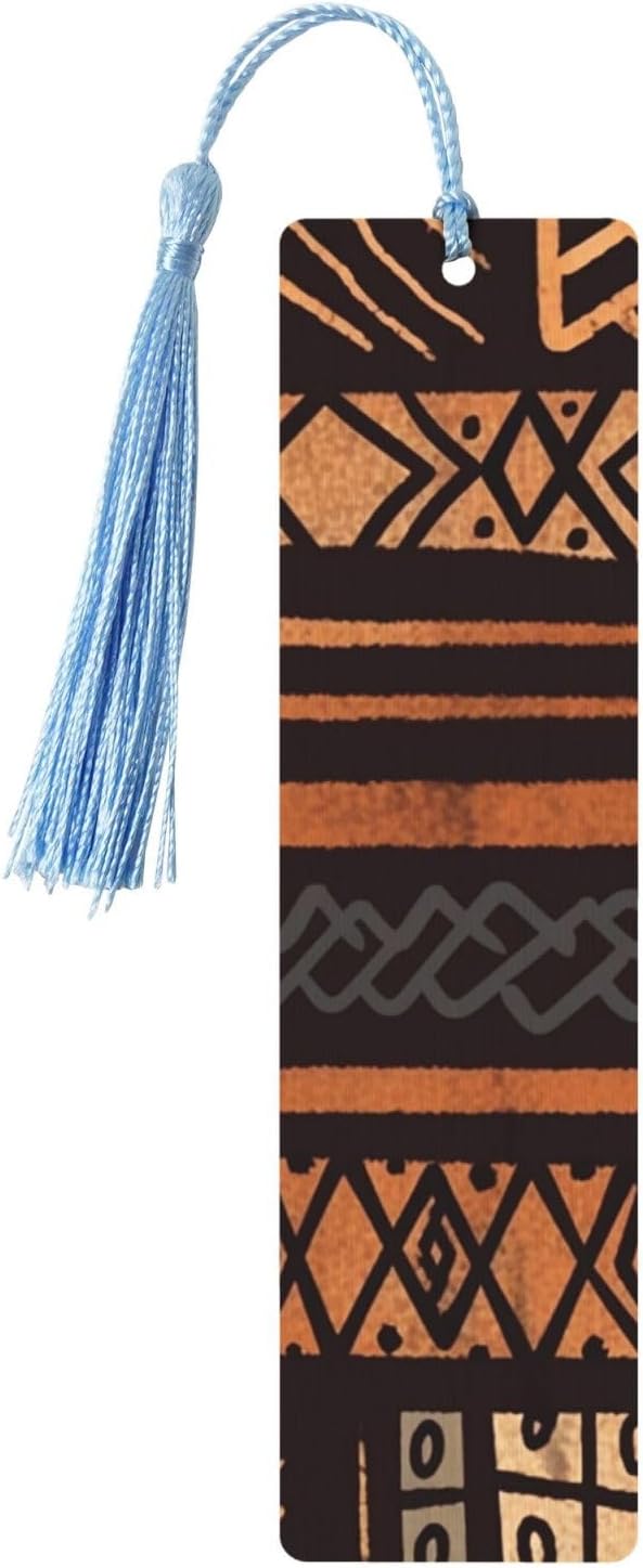 African Tribal Geometric Pattern Wooden Bookmark