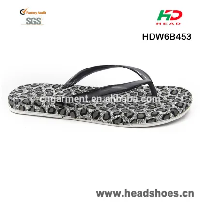 Ladies wild animal leopard print flat cheap beach sexy flip flops