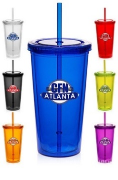 16oz Double Wall Plastic Cup with Straw