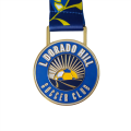 Médaille de club de soccer en émail bleu de forme ronde personnalisée