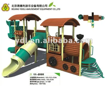 wooden playground children fun park equipment