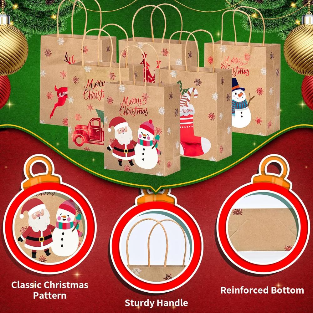 Christmas Kraft paper gift bags with handles