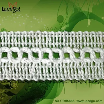 Hot Sale white Lace 100% Cotton Crochet Lace Trim