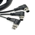 Cablaggio intrecciato con connettore a gomito M12 multi ramo