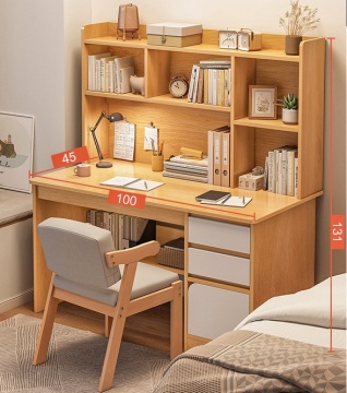 Space-Saving Modern Computer Desk with Hutch - Office Study Table & Bookshelf