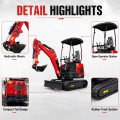 2Ton Red Canopy Mini Excavator الحفر القياسي