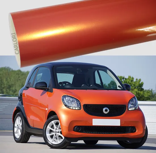 metallic shining orange car wrap vinyl