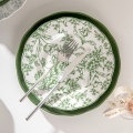 Cena de cerámica verde juego de porcelana de porcelana Luxury Fine Fine Luxurious Plates Plates Set Ceramic