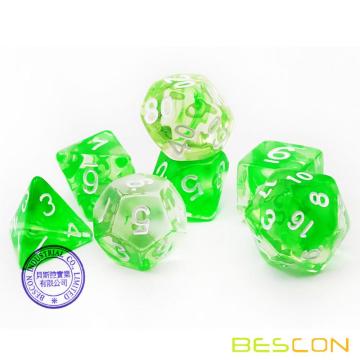 Bescon Crystal Grass 7-pc Poly Dice Set, Bescon Polyhedral RPG Dice Set Crystal Grass