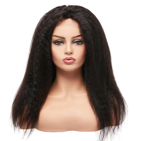 Distributors Wanted Brazilian Light Density Italian Half Yaki Lace Closure Wig With Bangs