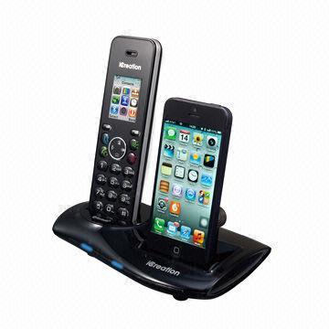 Portable iCreation handset, using both landline phone and iPhone