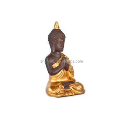 Golden Ceramic Buddha Statue - Elegant Home Decor with Intricate Cassock Design