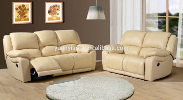 YLR1023 Home furniture living room sofas, Recliner leather lounge 3+2+1 in beige color