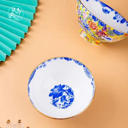 Modern 6 Inch Soup Bowl - High-Grade Doucai Porcelain, Anti-Scalding & Anti-Slip