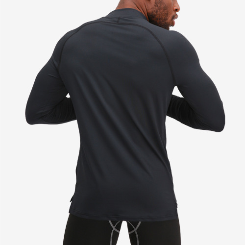 Wholesale Breathable Long Sleeve Gym Shirt Men Black