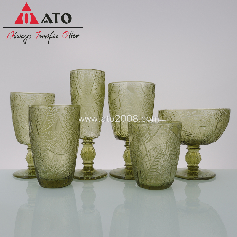 Embossed Goblet Wine Glass Tumbler Wine Glass Set