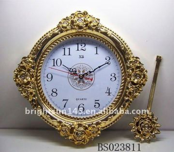gold Rose classical wall clock with pendulum