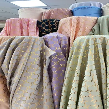Wholesale Metallic Foil Lame Fabric: High Stretch, Printed Stage Covering in Silk Polyester