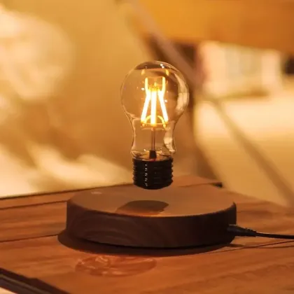 Levitating Light Bulb Table Lamp with Wireless Charging