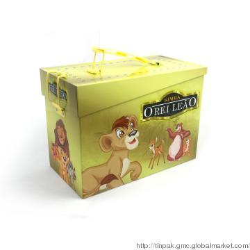 Tin lunchbox in rectangular shape with acute corner