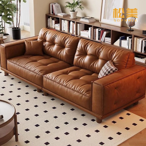 Настраиваемый большой коричневый кожаный диван