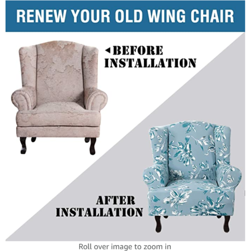 Printed Wingback Chair Slipcover