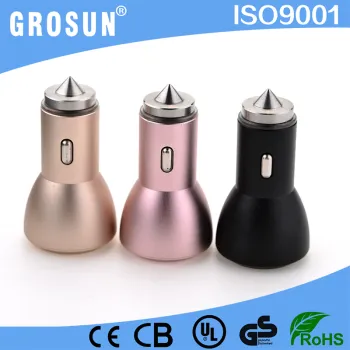CE Approved Nice Design 5V 2.1A Dual Output Usb Car Charger Aliminum Power Charger with Various Color