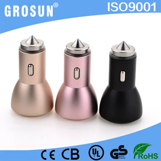 CE Approved Nice Design 5V 2.1A Dual Output Usb Car Charger Aliminum Power Charger with Various Color