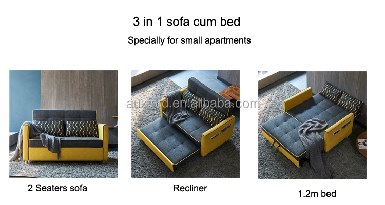 Compaces de muebles de una persona Sofá Sofá Cum Función reclinable de la cama