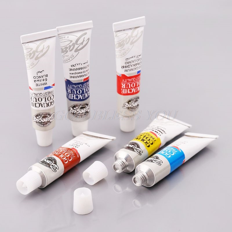 12 Colors Gouache Paint Tubes Set 6ml Draw Painting Pigment Painting