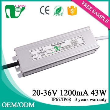 36V 1200ma waterproof constant current led driver