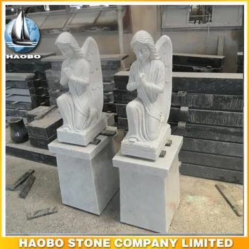 White marble angel statues for cemetery