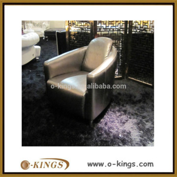 silver leather one-seater sofa