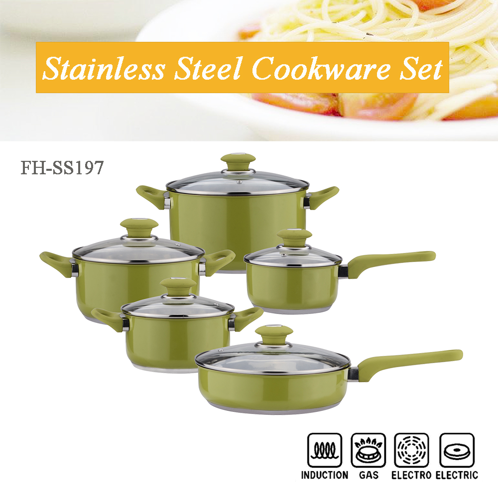 Green color cookware set