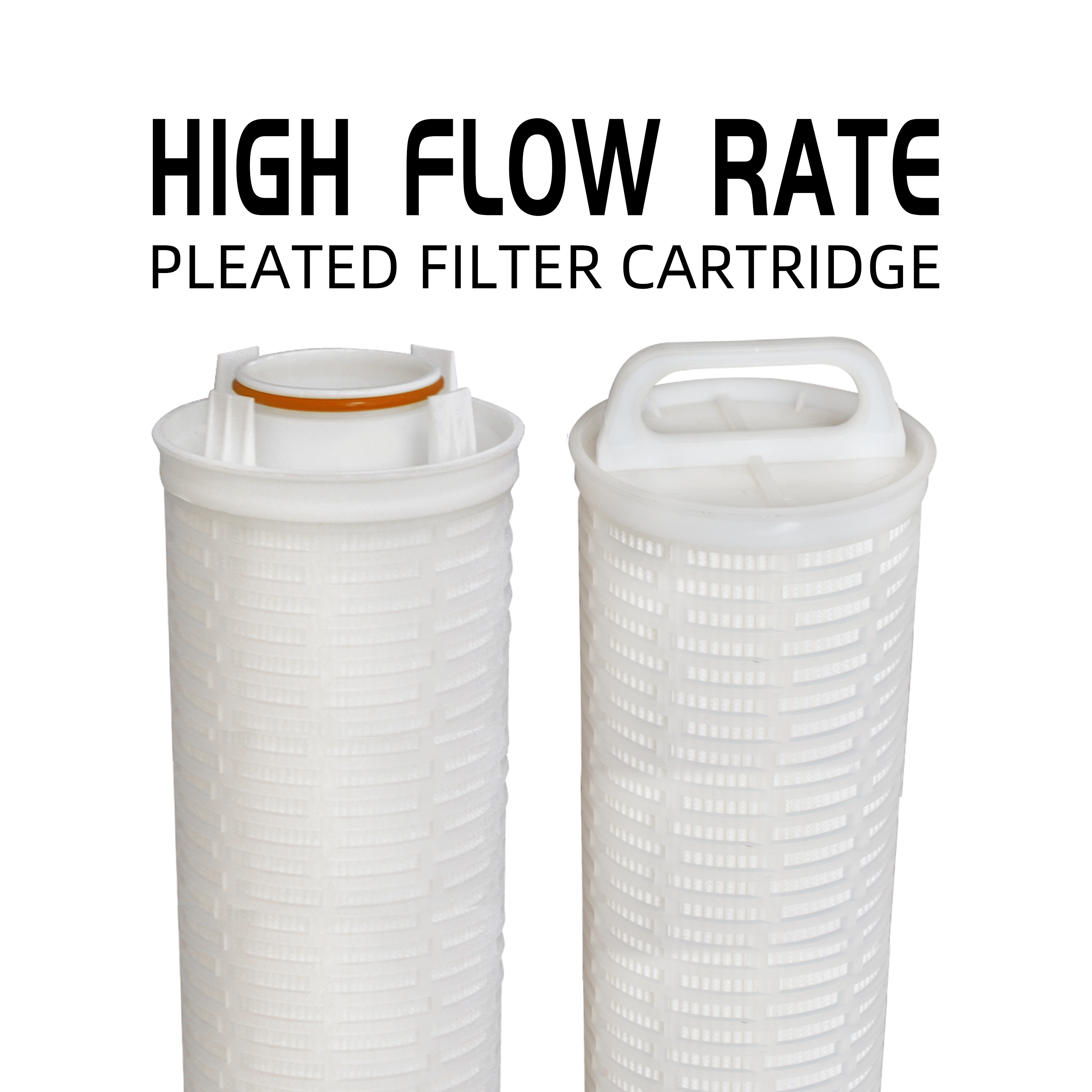 High flow ratepleated filter cartridge