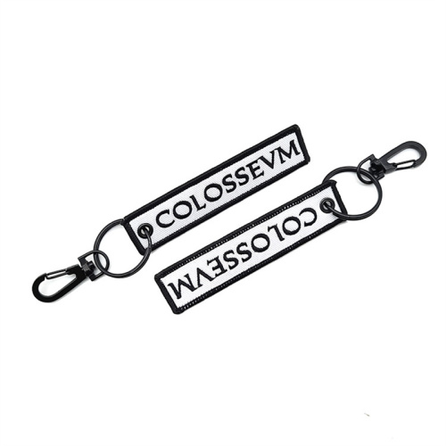 Embroidery Jet Key Tag Double Sided Fabric Keychain