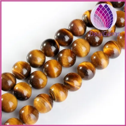 Natural A grade yellow tiger eye round beads