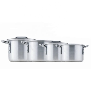 Nested Aluminum Stock Pot Set: 2QT, 3.5QT, 5.5QT, and 8QT Soup Pots with Lids