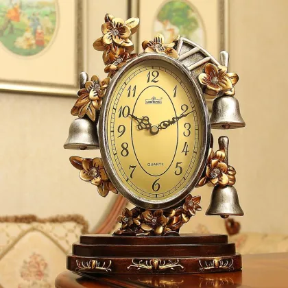 European Clock Mute Living Room Bedside Table Clock Retro Bell Decoration Creative Ornaments Desk & Table Clocks