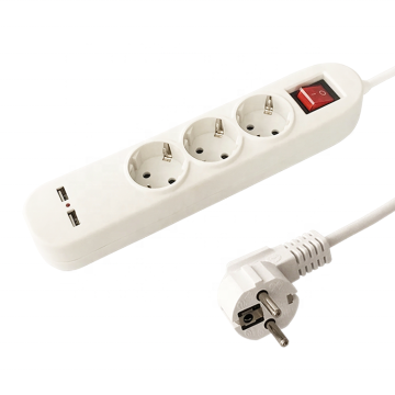 250V यूरोपीय प्लग USB स्मार्ट पावर एक्सटेंशन सॉकेट स्विच के साथ