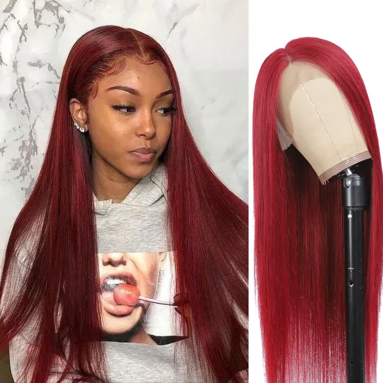 Cheap 10a Ombre 100% Mink Brazilian Virgin Human Hair Weave Cuticul Aligned 99J T Part Lace Front Wig