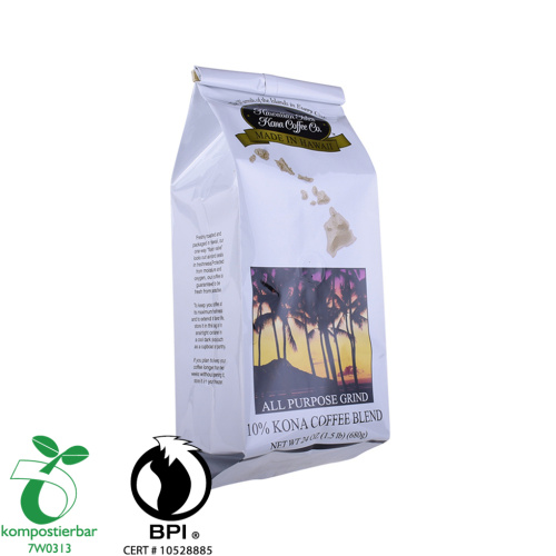 Paket kafe segel 4 sisi biodegradable dengan katup