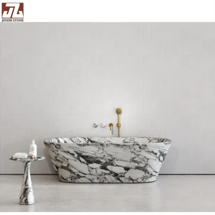 Custom Modern Handmade Onyx White Marble Freestanding Bathtub