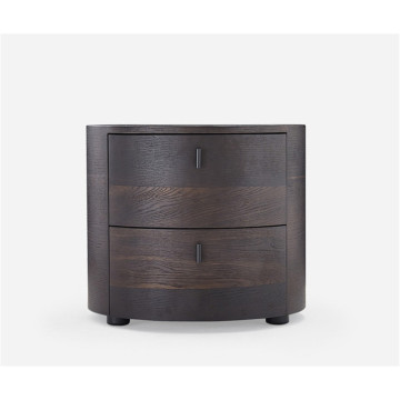Round storage nightstand with two drawers