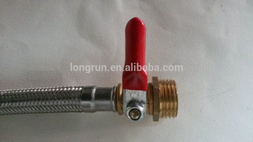 high quality stainless steel braided hose with mini brass ball valve