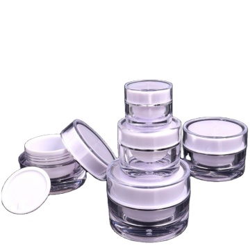 Round Shape Acrylic Jar with Silver Edge Lid for Cosmetic Packaging