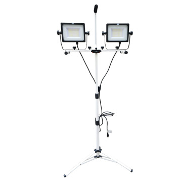 Portable Twin Head LED Bulb Standing Work Light Tripod Mount Water Resistant NEW
