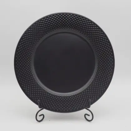 16pcs Black Embossed dinner set/ceramic stoneware tableware